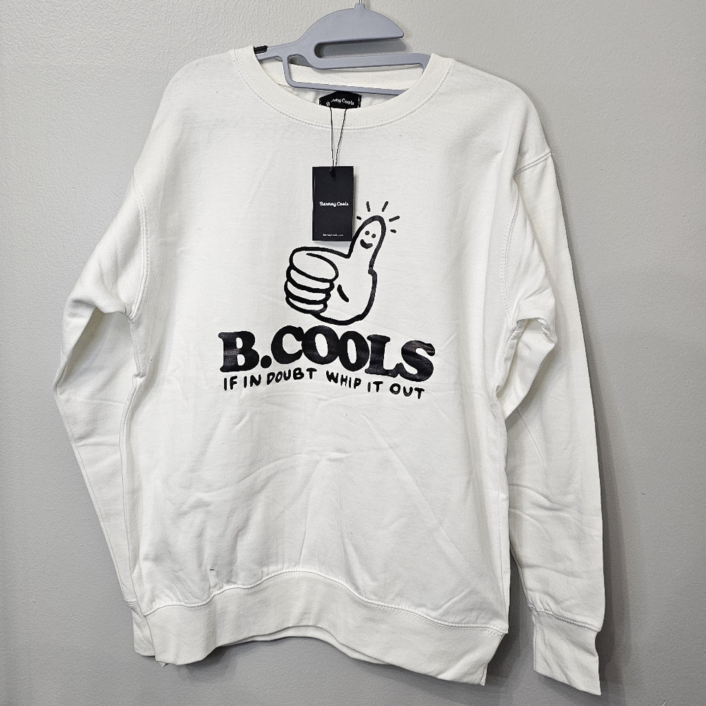 Barney Cools White Graphic Crewneck Sweater